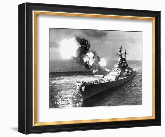 U.S.S. Missouri Firing its Guns-null-Framed Photographic Print