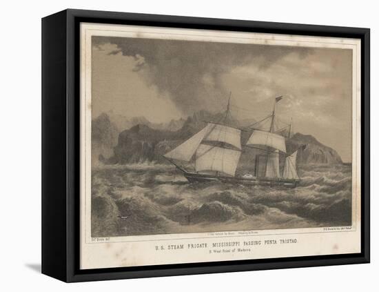 U.S. Steam Frigate Mississippi Passing Punta Tristao, 1855-Wilhelm Joseph Heine-Framed Premier Image Canvas
