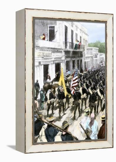 U.S. Troops Entering Ponce, Puerto Rico, During the Spanish-American War, c.1898-null-Framed Premier Image Canvas