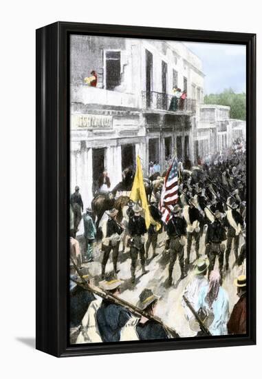 U.S. Troops Entering Ponce, Puerto Rico, During the Spanish-American War, c.1898-null-Framed Premier Image Canvas