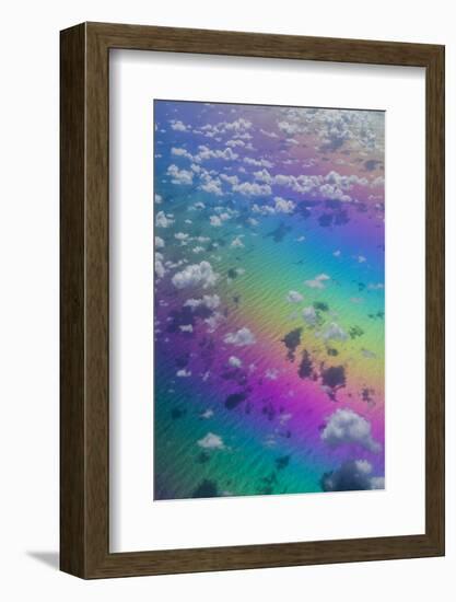 U.S. Virgin Islands, St. Thomas. Aerial view of clouds and rainbow over the Caribbean Sea-Walter Bibikow-Framed Photographic Print