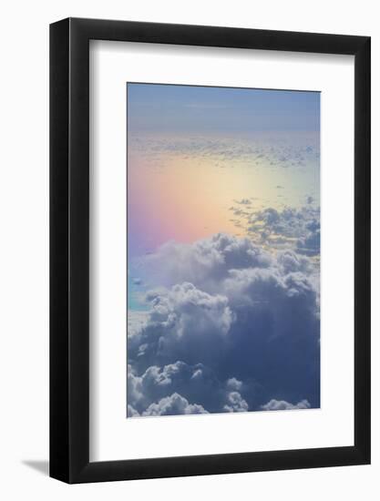 U.S. Virgin Islands, St. Thomas. Aerial view of clouds and rainbow over the Caribbean Sea-Walter Bibikow-Framed Photographic Print