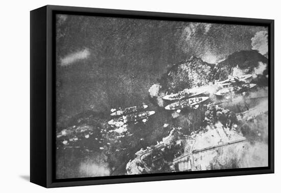 U.S. Warships on Battleship Row, Pearl Harbor, 7th December, 1941-Japanese Photographer-Framed Premier Image Canvas