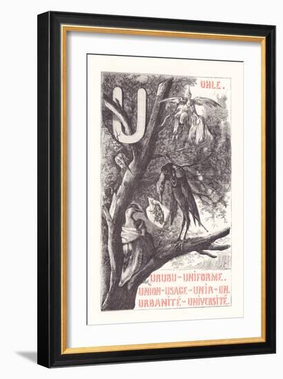 U: Uhle - Uniform - Union - Use - Unite - One - Urbanite — University, 1879 (Engraving)-Fortune Louis Meaulle-Framed Giclee Print