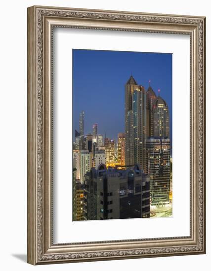 UAE, Abu Dhabi. Elevated skyline from Corniche Road East-Walter Bibikow-Framed Photographic Print