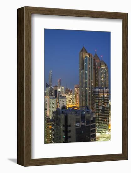 UAE, Abu Dhabi. Elevated skyline from Corniche Road East-Walter Bibikow-Framed Photographic Print