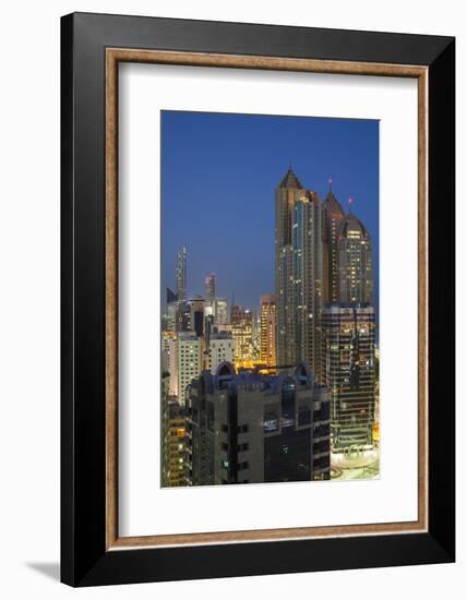 UAE, Abu Dhabi. Elevated skyline from Corniche Road East-Walter Bibikow-Framed Photographic Print