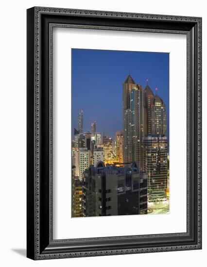 UAE, Abu Dhabi. Elevated skyline from Corniche Road East-Walter Bibikow-Framed Photographic Print