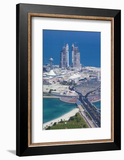 UAE, Abu Dhabi. Marina Village and Arabian Gulf, aerial view-Walter Bibikow-Framed Photographic Print