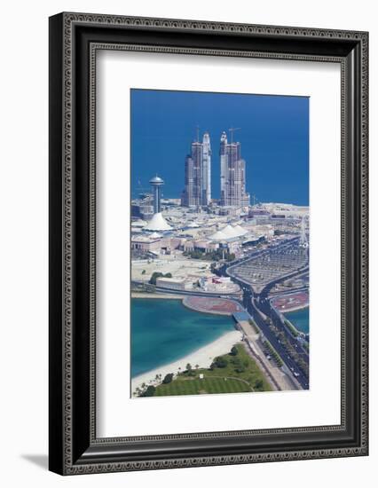 UAE, Abu Dhabi. Marina Village and Arabian Gulf, aerial view-Walter Bibikow-Framed Photographic Print