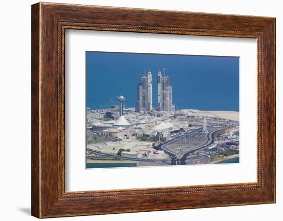 UAE, Abu Dhabi. Marina Village and Arabian Gulf, aerial view-Walter Bibikow-Framed Photographic Print