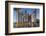 UAE, Abu Dhabi. Palm tree lined fountain in downtown.-Walter Bibikow-Framed Photographic Print