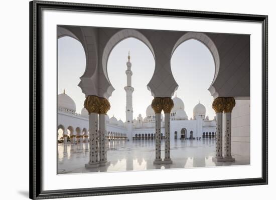 UAE, Abu Dhabi, Sheikh Zayed bin Sultan Mosque, arches-Walter Bibikw-Framed Photographic Print