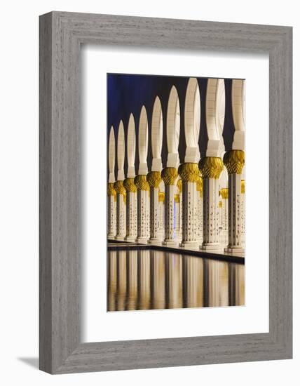 UAE, Abu Dhabi. Sheikh Zayed bin Sultan Mosque arches-Walter Bibikow-Framed Photographic Print