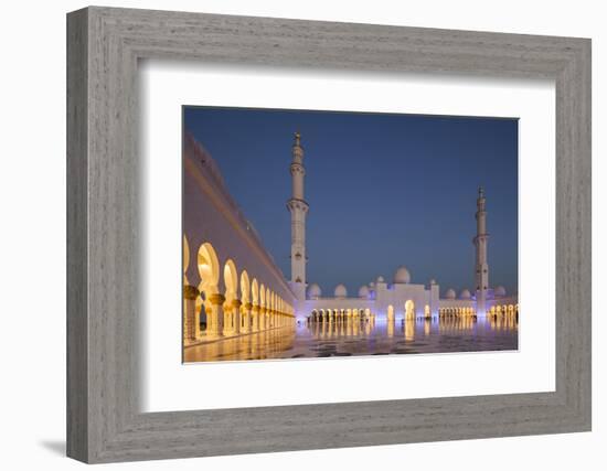 UAE, Abu Dhabi. Sheikh Zayed bin Sultan Mosque courtyard-Walter Bibikow-Framed Photographic Print