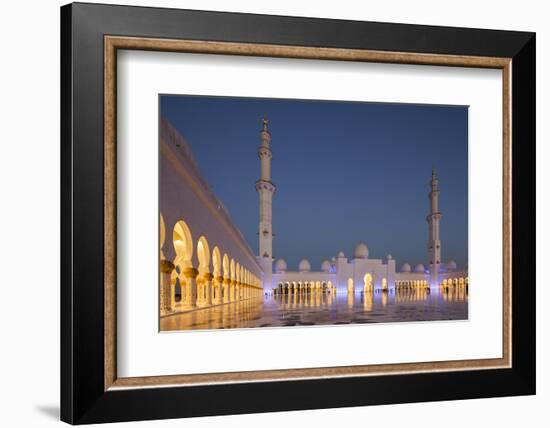 UAE, Abu Dhabi. Sheikh Zayed bin Sultan Mosque courtyard-Walter Bibikow-Framed Photographic Print