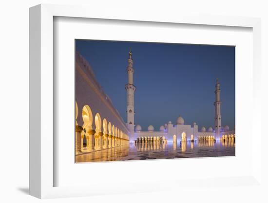 UAE, Abu Dhabi. Sheikh Zayed bin Sultan Mosque courtyard-Walter Bibikow-Framed Photographic Print