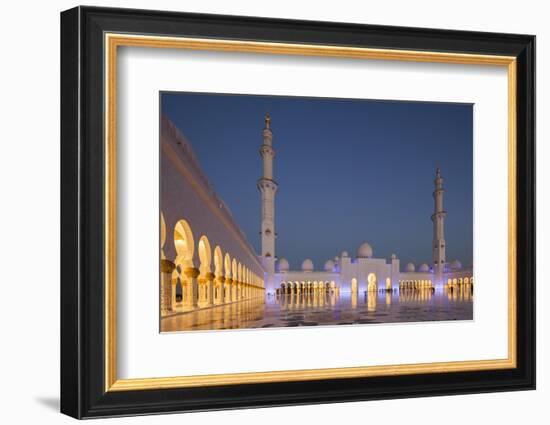 UAE, Abu Dhabi. Sheikh Zayed bin Sultan Mosque courtyard-Walter Bibikow-Framed Photographic Print