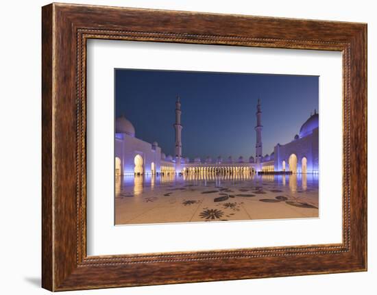 UAE, Abu Dhabi. Sheikh Zayed bin Sultan Mosque courtyard-Walter Bibikow-Framed Photographic Print