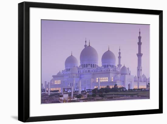 UAE, Abu Dhabi, Sheikh Zayed bin Sultan Mosque, exterior, dawn-Walter Bibikw-Framed Photographic Print