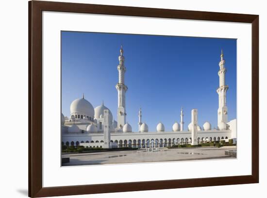 UAE, Abu Dhabi. Sheikh Zayed bin Sultan Mosque-Walter Bibikow-Framed Premium Photographic Print