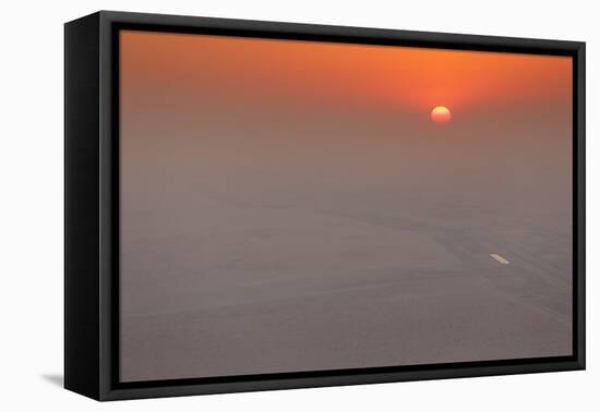 UAE, Al Ain. Jabel Hafeet, Al Ain's mountain, sunset over The Empty Quarter-Walter Bibikow-Framed Premier Image Canvas