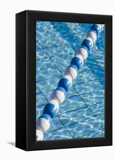 UAE, Al Ain. Jabel Hafeet, Al Ain's mountain, swimming pool detail-Walter Bibikow-Framed Premier Image Canvas