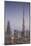 UAE, Downtown Dubai. Cityscape with Burj Khalifa at night.-Walter Bibikow-Mounted Photographic Print