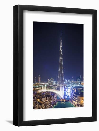 UAE, Downtown Dubai. Cityscape with Burj Khalifa.-Walter Bibikow-Framed Photographic Print