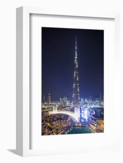 UAE, Downtown Dubai. Cityscape with Burj Khalifa.-Walter Bibikow-Framed Photographic Print