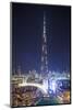 UAE, Downtown Dubai. Cityscape with Burj Khalifa.-Walter Bibikow-Mounted Photographic Print