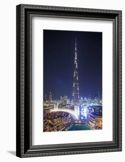 UAE, Downtown Dubai. Cityscape with Burj Khalifa.-Walter Bibikow-Framed Photographic Print