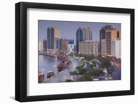 UAE, Dubai, Deira. Elevated view of Dubai Creek-Walter Bibikow-Framed Photographic Print