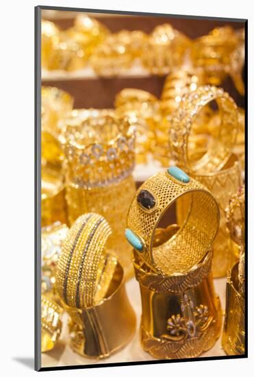 UAE, Dubai, Deira. Gold Souk, gold jewelry-Walter Bibikow-Mounted Photographic Print