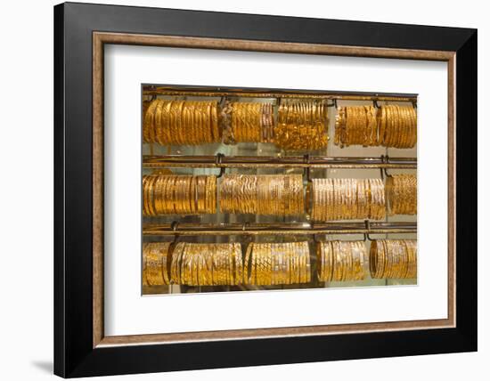 UAE, Dubai, Deira. Gold Souk, gold jewelry-Walter Bibikow-Framed Photographic Print