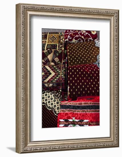 UAE, Dubai, Deira. Souvenir fabric-Walter Bibikow-Framed Photographic Print