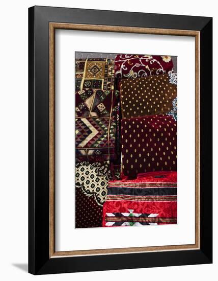 UAE, Dubai, Deira. Souvenir fabric-Walter Bibikow-Framed Photographic Print