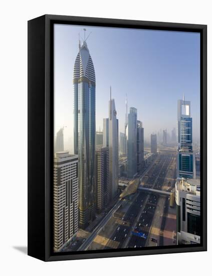 Uae, Dubai, Sheikh Zayed Road (Highway E11)-Alan Copson-Framed Premier Image Canvas