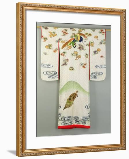 Uchikake Wedding Robe Decorated with a Crane and a Tortoise, Japanese-null-Framed Giclee Print