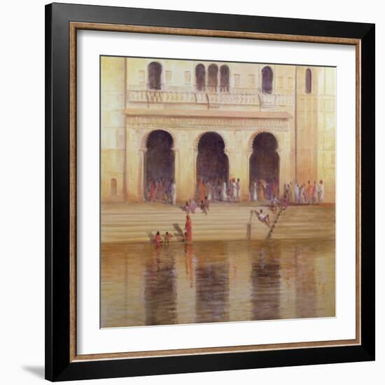 Udaipur Steps (Oil on Canvas)-Lincoln Seligman-Framed Giclee Print