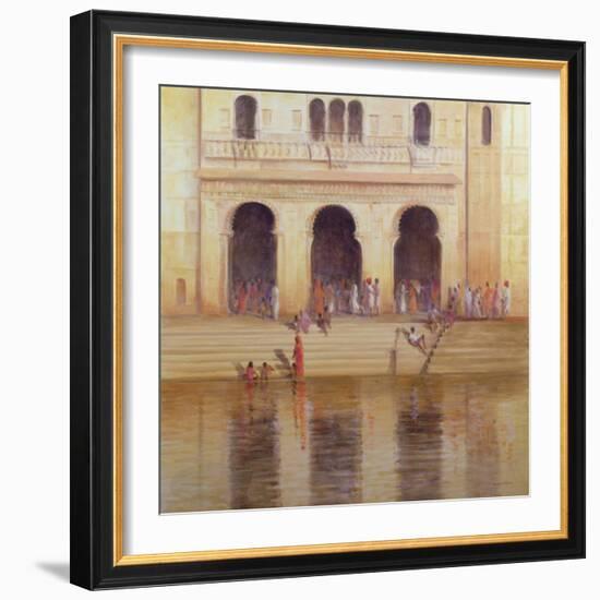 Udaipur Steps (Oil on Canvas)-Lincoln Seligman-Framed Giclee Print