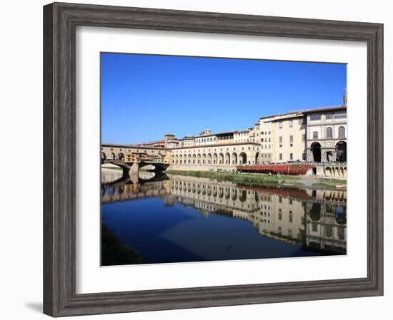 Uffizi Gallery Reflected in Arno River, Florence, UNESCO World Heritage Site, Tuscany, Italy-Vincenzo Lombardo-Framed Photographic Print