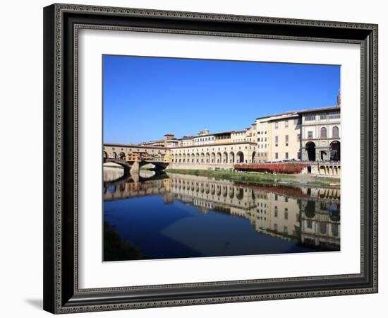 Uffizi Gallery Reflected in Arno River, Florence, UNESCO World Heritage Site, Tuscany, Italy-Vincenzo Lombardo-Framed Photographic Print