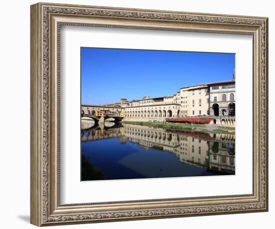 Uffizi Gallery Reflected in Arno River, Florence, UNESCO World Heritage Site, Tuscany, Italy-Vincenzo Lombardo-Framed Photographic Print