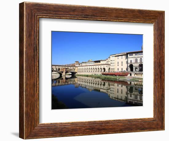 Uffizi Gallery Reflected in Arno River, Florence, UNESCO World Heritage Site, Tuscany, Italy-Vincenzo Lombardo-Framed Photographic Print