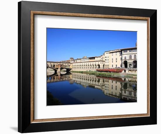 Uffizi Gallery Reflected in Arno River, Florence, UNESCO World Heritage Site, Tuscany, Italy-Vincenzo Lombardo-Framed Photographic Print