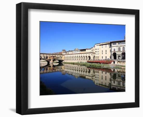 Uffizi Gallery Reflected in Arno River, Florence, UNESCO World Heritage Site, Tuscany, Italy-Vincenzo Lombardo-Framed Photographic Print