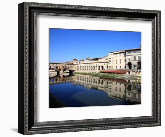 Uffizi Gallery Reflected in Arno River, Florence, UNESCO World Heritage Site, Tuscany, Italy-Vincenzo Lombardo-Framed Photographic Print