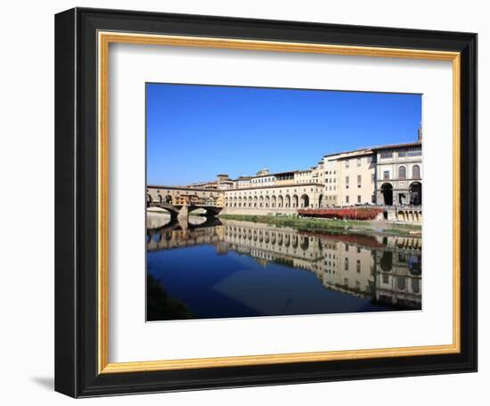 Uffizi Gallery Reflected in Arno River, Florence, UNESCO World Heritage Site, Tuscany, Italy-Vincenzo Lombardo-Framed Photographic Print