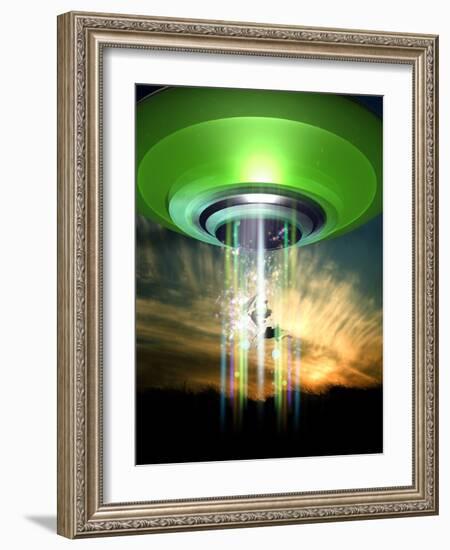 UFO Cattle Abduction, Conceptual Artwork-Victor Habbick-Framed Photographic Print